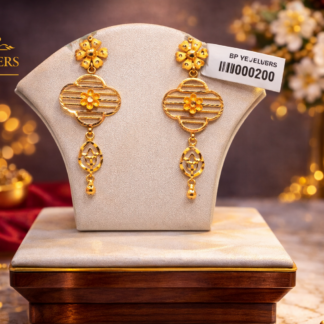 22K Gold Floral Lattice Drop Earrings