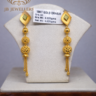 18KT Gold Designer Beaded Drop Earrings