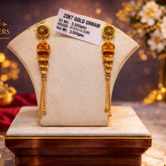 Stylish 22K Gold Spiral Drop Chain Earrings