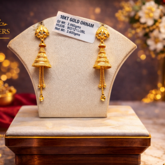 Elegant 18K Gold Bell Drop Chain Earrings