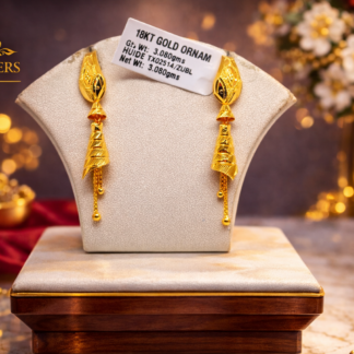 Elegant 18K Gold Textured Cone Drop Earrings