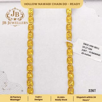22KT Hollow Nawabi Chain DD – Ready Stock (20 Inches)