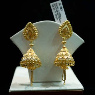 18KT Gold Traditional Designer Jhumka Earrings for Women