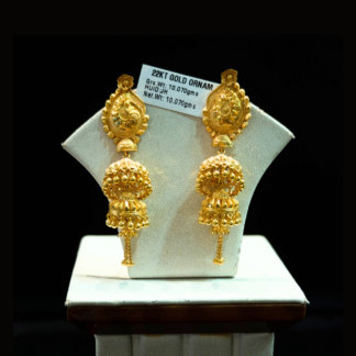 22KT Gold Traditional Jhumka Earrings for Women | Bridal Gold Earrings