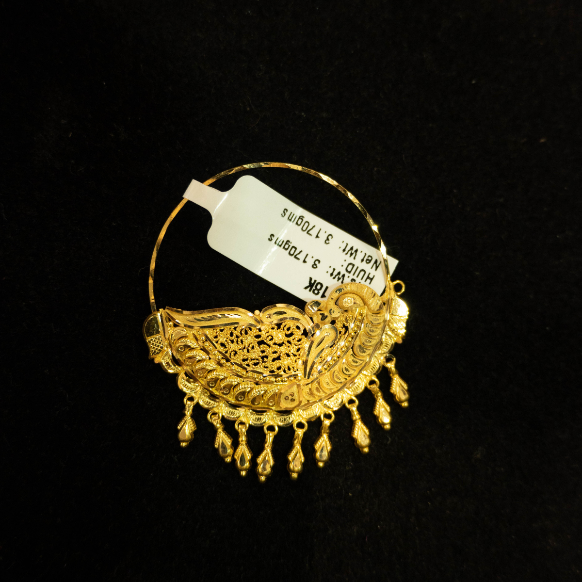 18K Gold Traditional Designer Nath | Elegant Handmade Nose Ring for Women