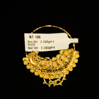 18KT Gold Traditional Designer Nath | Bridal Nose Nath