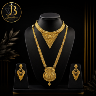 Traditional Gold Bridal Necklace Set with Matching Earrings | Premium Wedding Jewellery